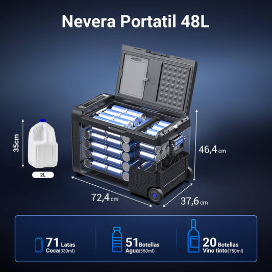 AAOBOSI Nevera Portátil 48 L, Eléctrica, -20°C a 20°C, 12/24 V y 100-240 V