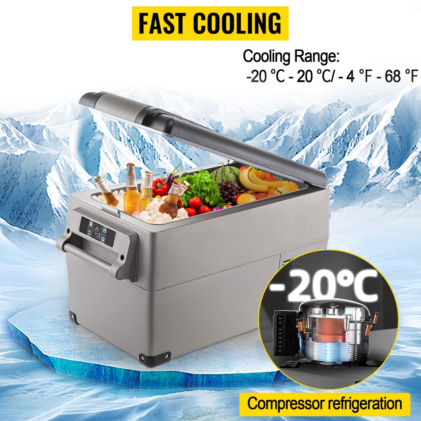 VEVOR Nevera Termoeléctrica Portátil 35 L, Mini Refrigerador de Coche con Pantalla LCD