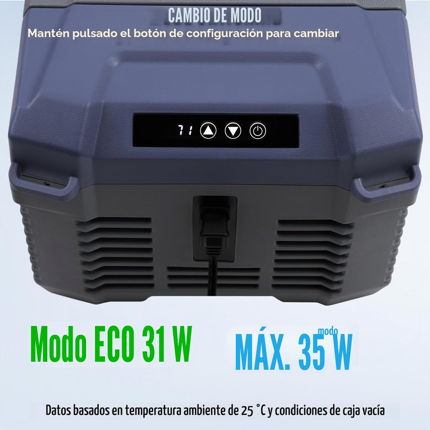 VEVOR Nevera de Compresión Portátil 30 L, 12/24 V y 100-240 V, Temperatura -20°C a 20°C