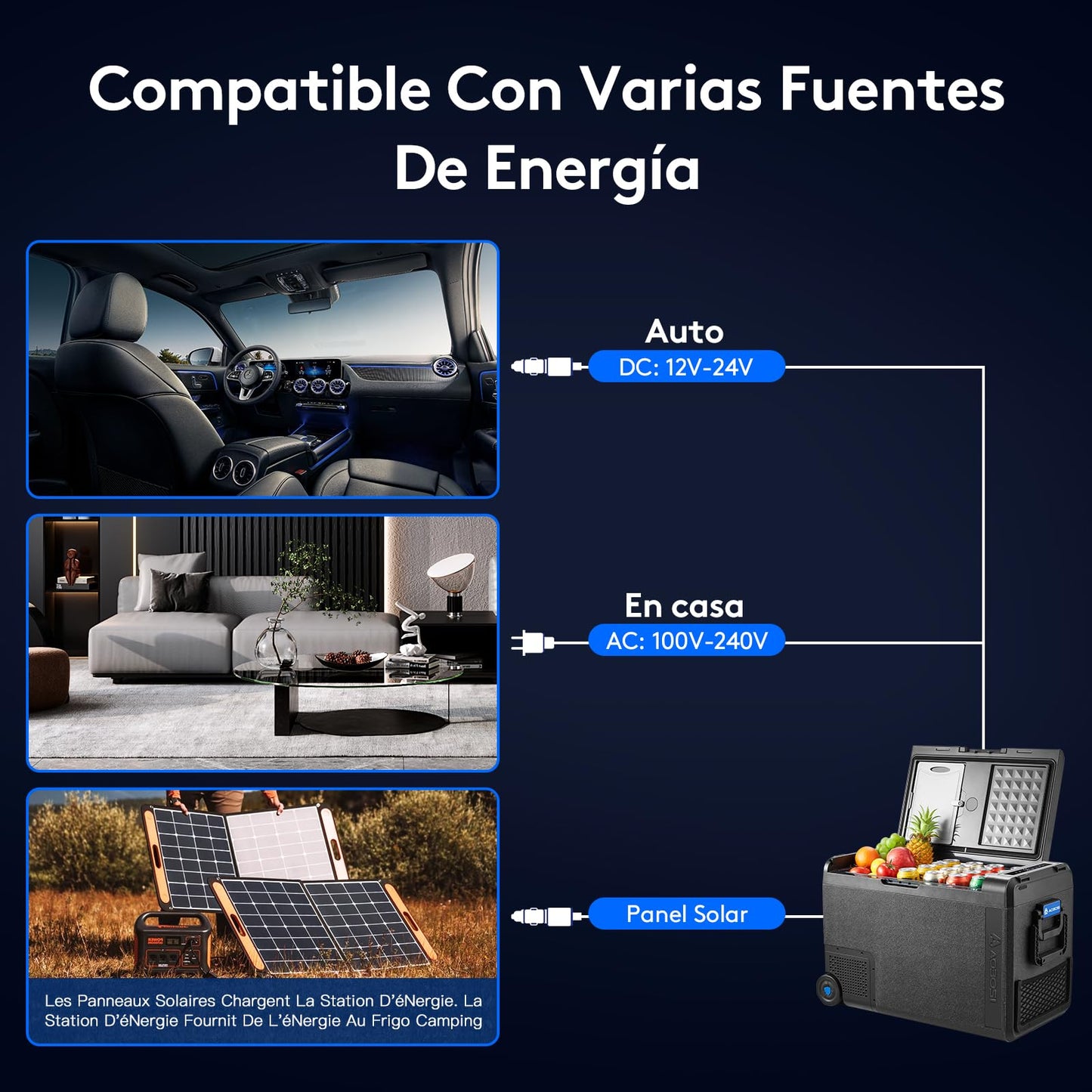 AAOBOSI Nevera Portátil 48 L, Eléctrica, -20°C a 20°C, 12/24 V y 100-240 V
