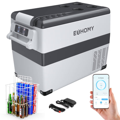 EUHOMY Nevera Portátil con Compresor 45 L, App, 12/240 V, -20°C a 20°C, Para Camping