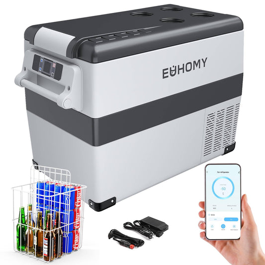 EUHOMY Nevera Portátil con Compresor 45 L, App, 12/240 V, -20°C a 20°C, Para Camping