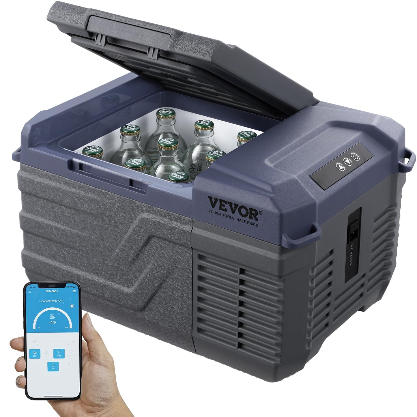 VEVOR Nevera de Compresión Portátil 30 L, 12/24 V y 100-240 V, Temperatura -20°C a 20°C