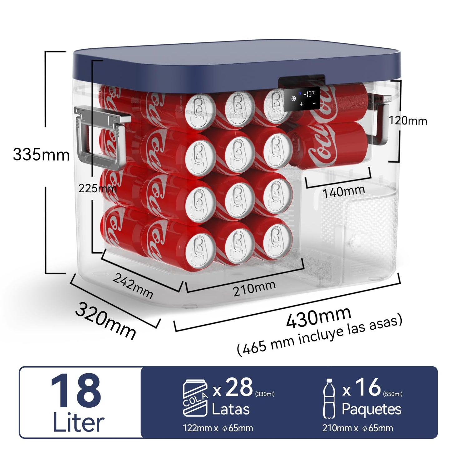 BINGI Nevera Portátil Eléctrica 18 L, Compresor 12/24 V, Refrigerador y Congelador para Coche