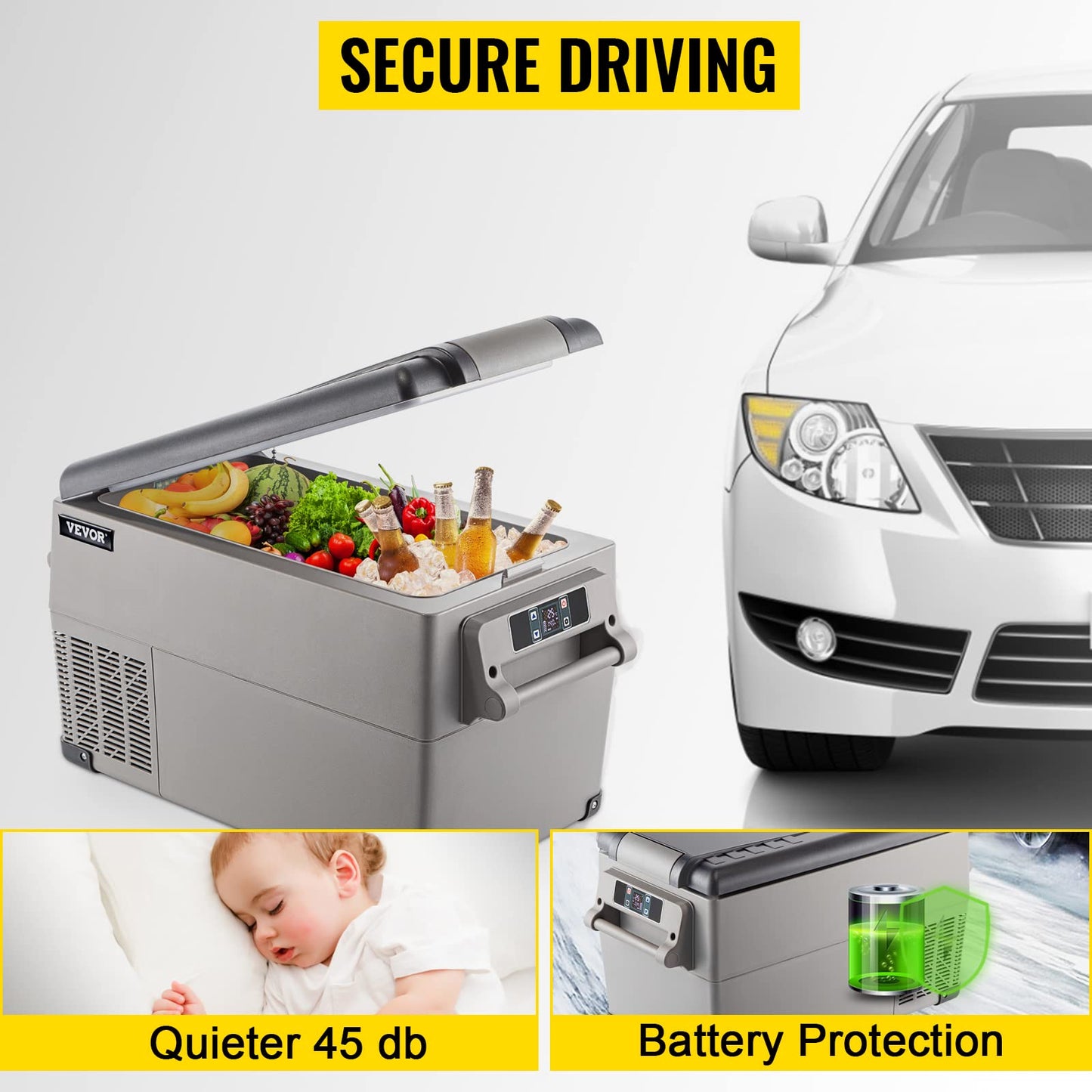VEVOR Nevera Termoeléctrica Portátil 35 L, Mini Refrigerador de Coche con Pantalla LCD