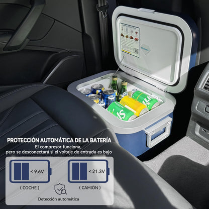 BINGI Nevera Portátil Eléctrica 18 L, Compresor 12/24 V, Refrigerador y Congelador para Coche