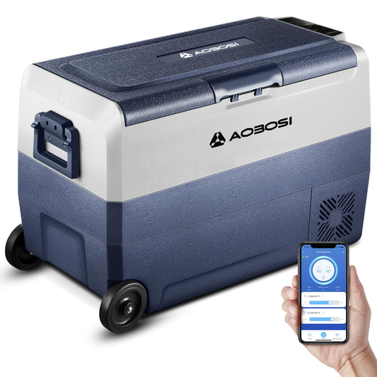 AAOBOSI Nevera Portátil 50 L con Ruedas, Doble Zona, App, USB, -20°C a 20°C