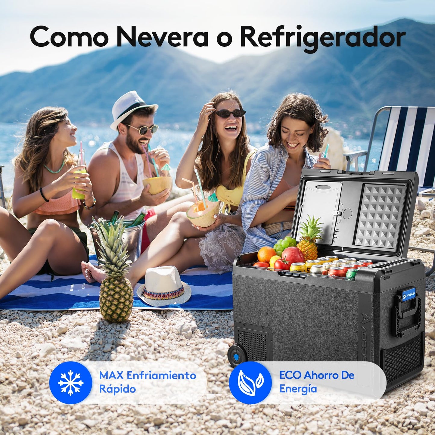 AAOBOSI Nevera Portátil 48 L, Eléctrica, -20°C a 20°C, 12/24 V y 100-240 V