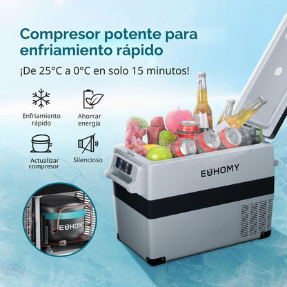 EUHOMY Nevera Portátil con Compresor 45 L, App, 12/240 V, -20°C a 20°C, Para Camping