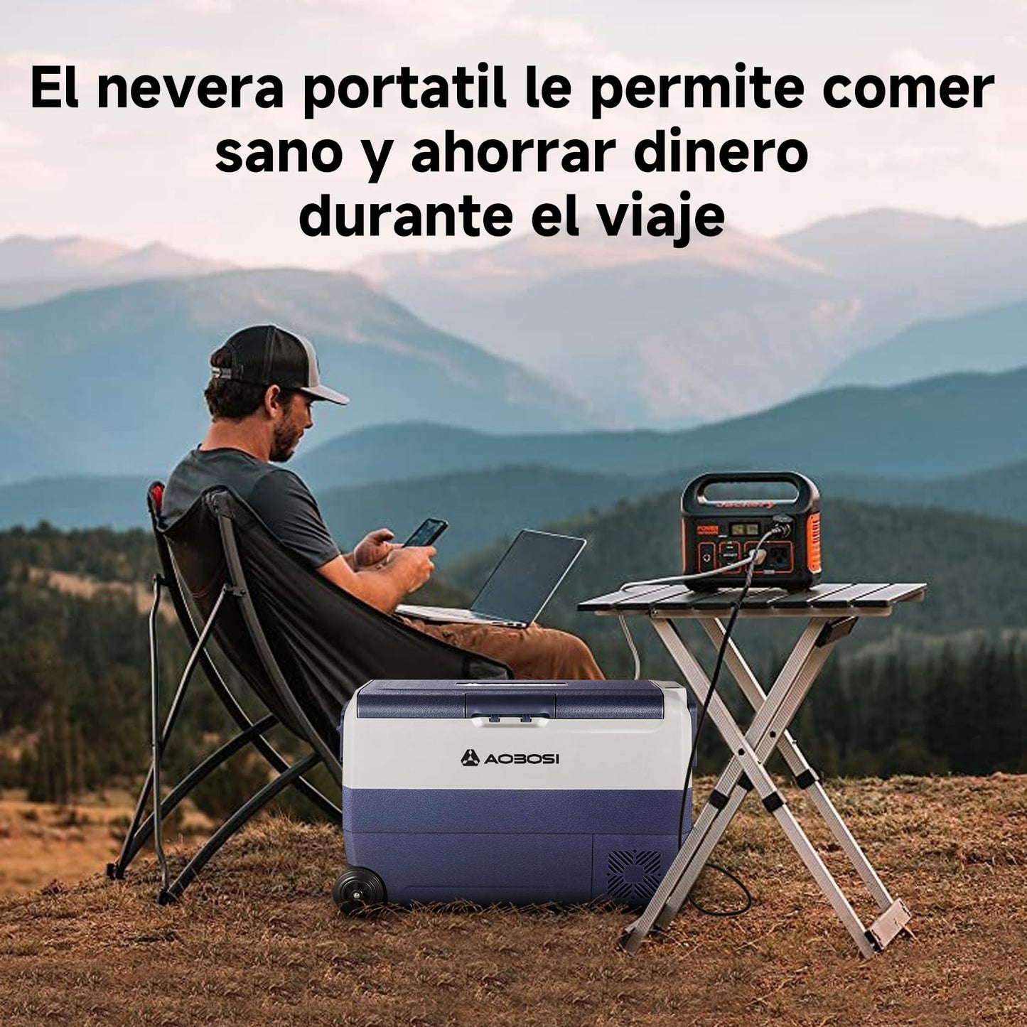 AAOBOSI Nevera Portátil 50 L con Ruedas, Doble Zona, App, USB, -20°C a 20°C