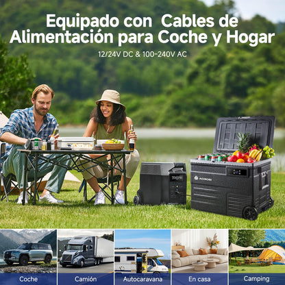 AAOBOSI Nevera Portátil 55 L, App Control, -20°C a 20°C, 12/24 V y 100-240 V