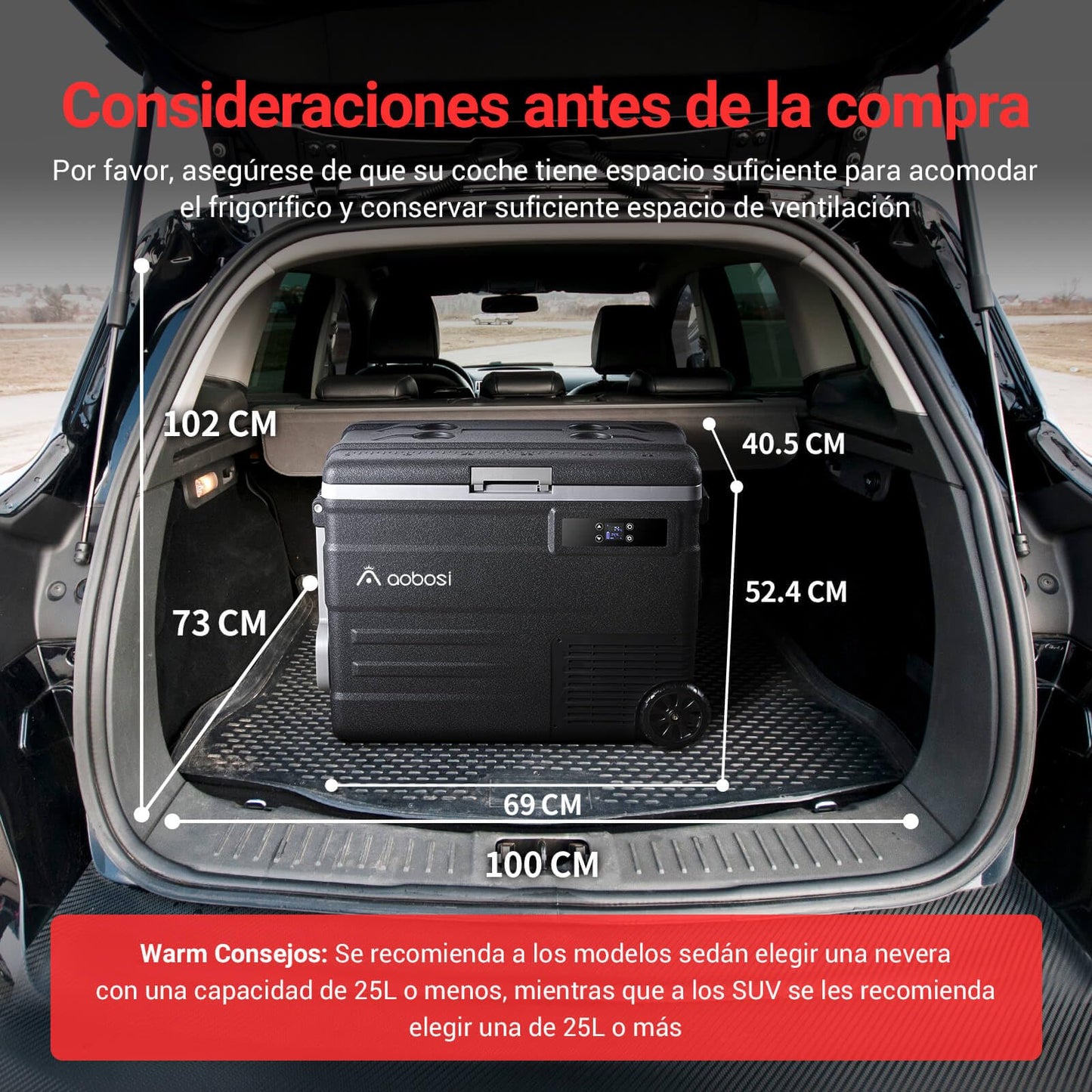AAOBOSI Nevera Portátil 55 L, App Control, -20°C a 20°C, 12/24 V y 100-240 V